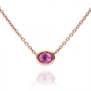 Oval Pink Sapphire Necklace